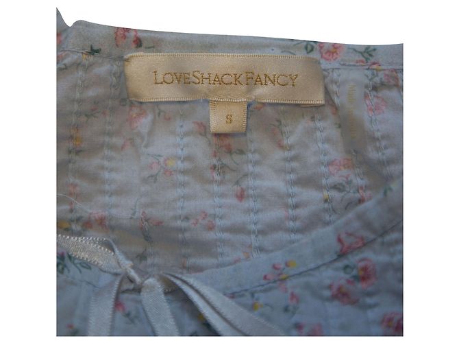 LoveShackFancy Albertina Floral Crop Top in Light Blue Cotton - view 7