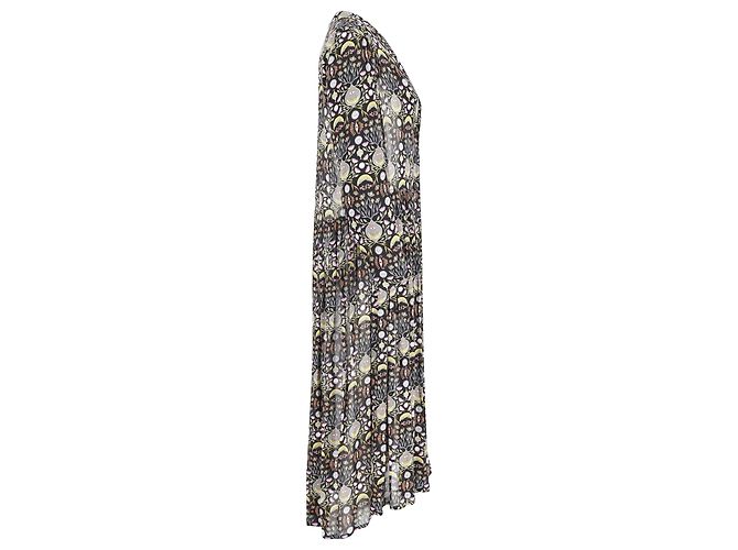 Chloé Button-Front Printed Georgette Dress in Multicolor Viscose Black - view 2