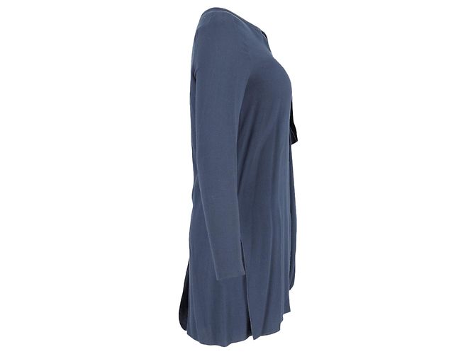 Mini abito asimmetrico a maniche lunghe di Acne Studios in viscosa blu navy - vista 2