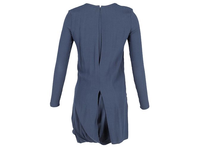 Mini abito asimmetrico a maniche lunghe di Acne Studios in viscosa blu navy - vista 3
