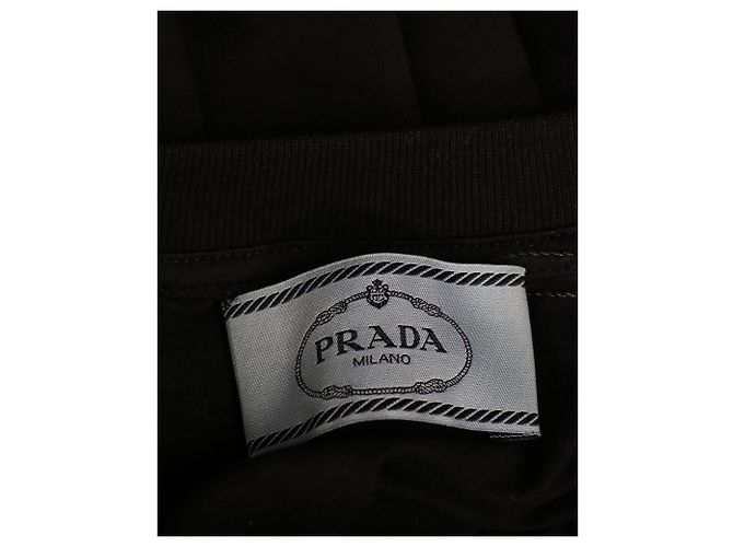 Camiseta de algodón negro con cuello redondo y adornos de Prada - vista 4