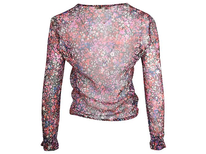 Durchsichtige Maje-Bluse aus Polyester mit Blumendruck Python drucken - Ansicht 2