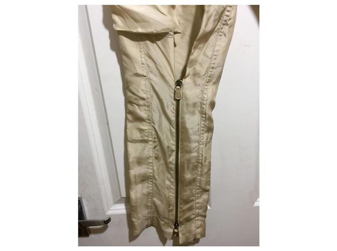 Calça combate de seda bege dourada Alexander McQueen Dourado - vista 6