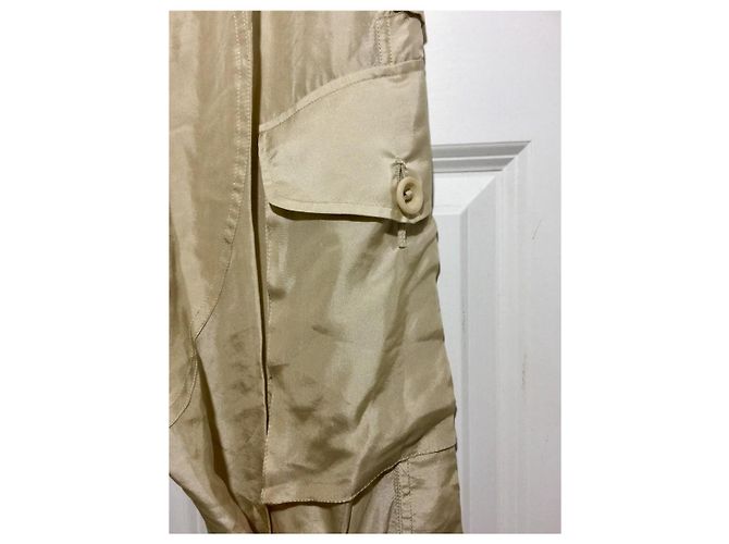 Calça combate de seda bege dourada Alexander McQueen Dourado - vista 8