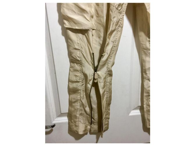 Calça combate de seda bege dourada Alexander McQueen Dourado - vista 9