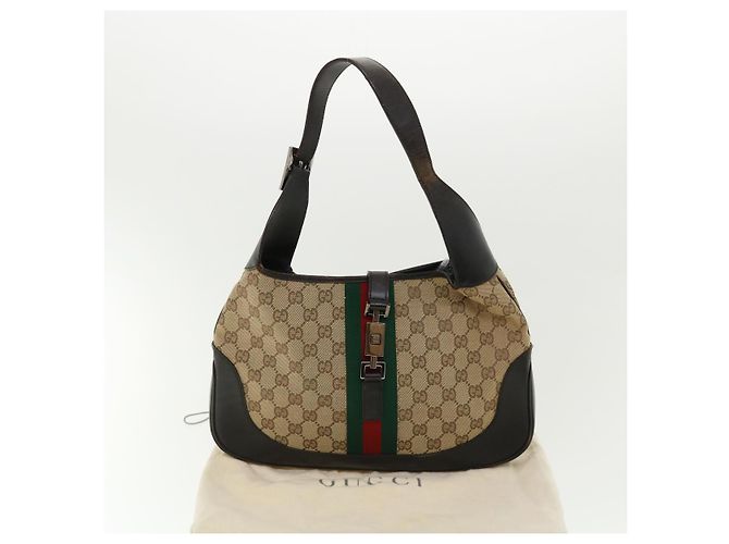 GUCCI GG Canvas Jackie Web Sherry Line Borsa a tracolla Beige Rosso Verde Auth rd3512 - vista 12