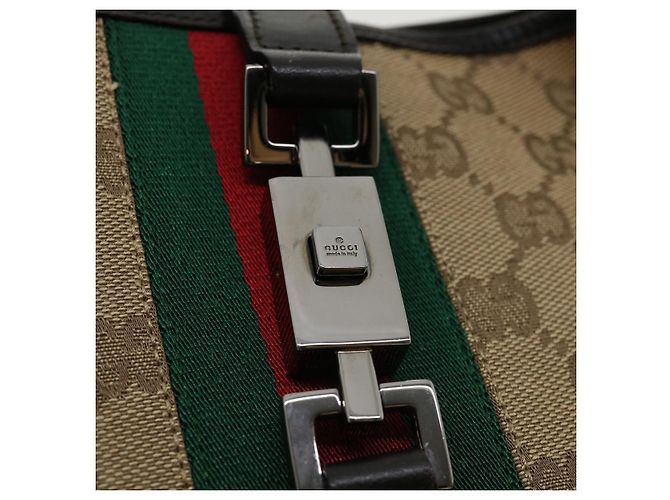 GUCCI GG Canvas Jackie Web Sherry Line Borsa a tracolla Beige Rosso Verde Auth rd3512 - vista 18