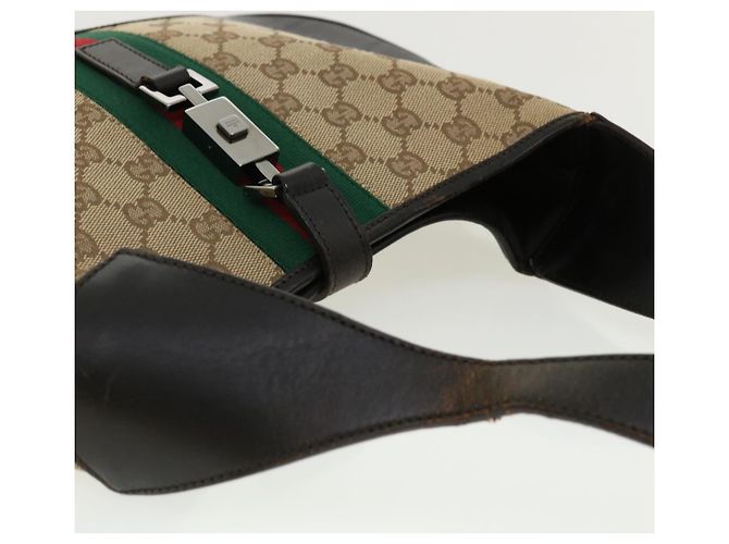 GUCCI GG Canvas Jackie Web Sherry Line Borsa a tracolla Beige Rosso Verde Auth rd3512 - vista 6