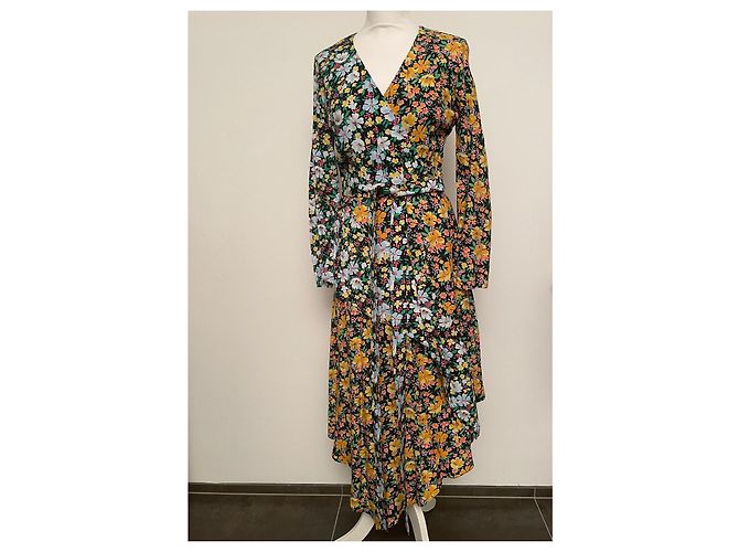 Maje Kleid aus Viscose mit floralem Muster asymmetrisch Mehrfarben - Ansicht 3