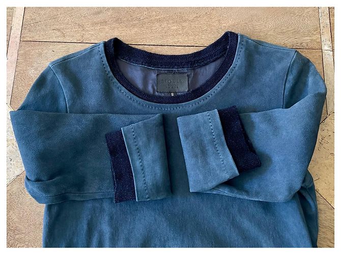 Top Stouls in camoscio elasticizzato blu - Taglia S - vista 7
