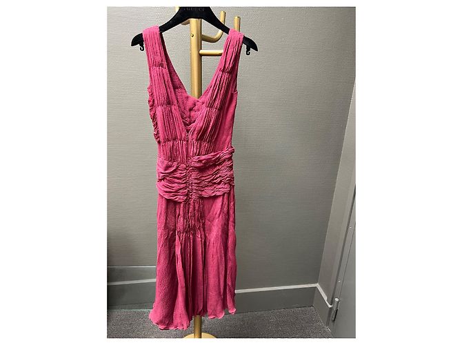 Vestido Prada de seda drapeado rojo oscuro Burdeos - vista 2