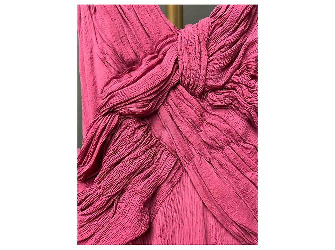 Vestido Prada de seda drapeado rojo oscuro Burdeos - vista 3