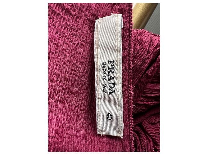 Vestido Prada de seda drapeado rojo oscuro Burdeos - vista 5