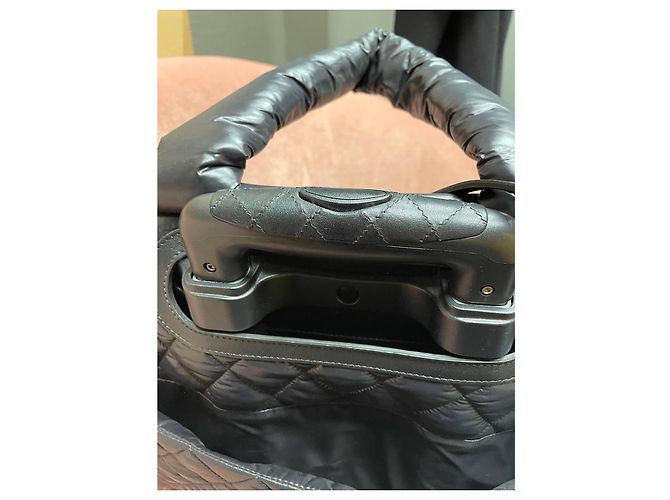 Cocoon Chanel Borsa da viaggio Trolley nera in pelle e nylon Nero Silver hardware - vista 7