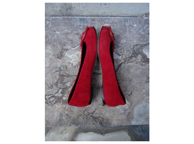 Giuseppe Zanotti Bailarinas de Cuero Rojo y Charol Roja - vista 2