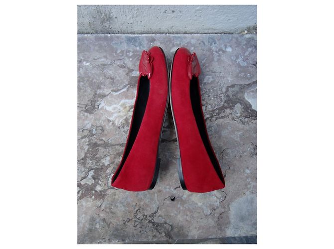 Giuseppe Zanotti Bailarinas de Cuero Rojo y Charol Roja - vista 3