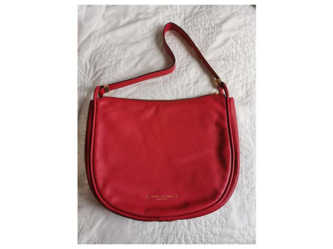 Borsa Hobo Marc Jacobs Grande in Pelle Martellata Rossa Rosso - vista 10