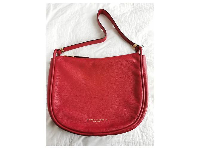 Borsa Hobo Marc Jacobs Grande in Pelle Martellata Rossa Rosso - vista 7