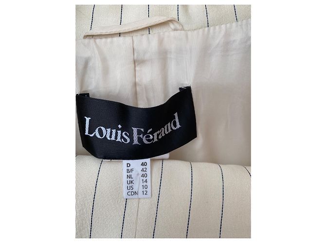 Conjunto de Saia Louis Féraud Creme com Listras Pretas Fora de branco - vista 2