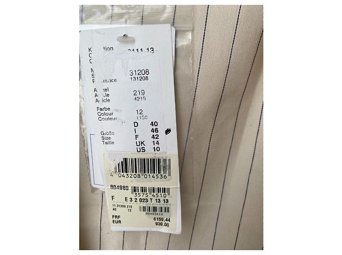 Conjunto de Saia Louis Féraud Creme com Listras Pretas Fora de branco - vista 3