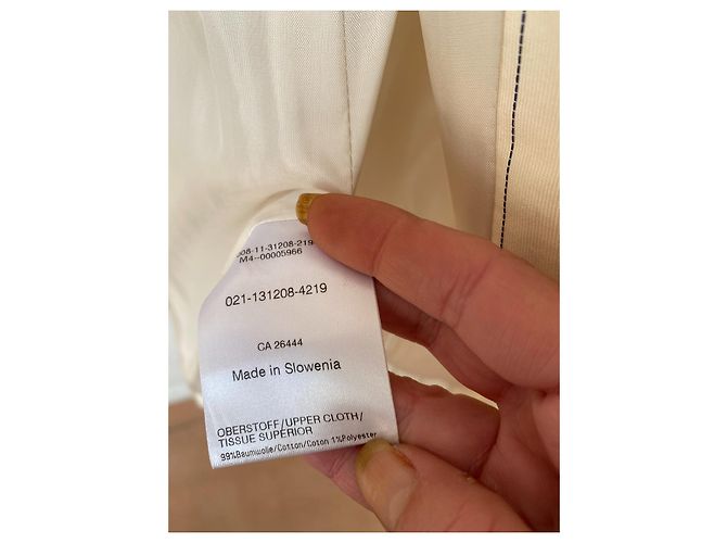 Conjunto de Saia Louis Féraud Creme com Listras Pretas Fora de branco - vista 4