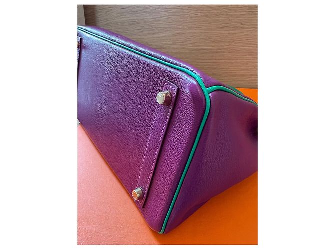 Hermès Birkin 30 Anemone Menthe Cherve Pelle Multicolore Porpora - vista 10