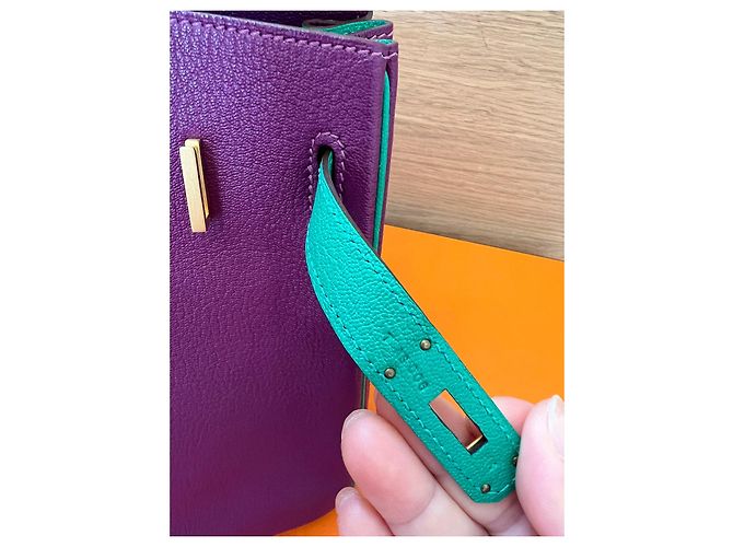 Hermès Birkin 30 Anemone Menthe Cherve Pelle Multicolore Porpora - vista 3