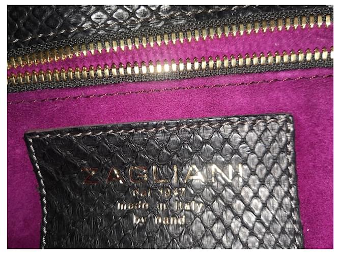 Zagliani Python Handtasche Dunkelbraun - Ansicht 3