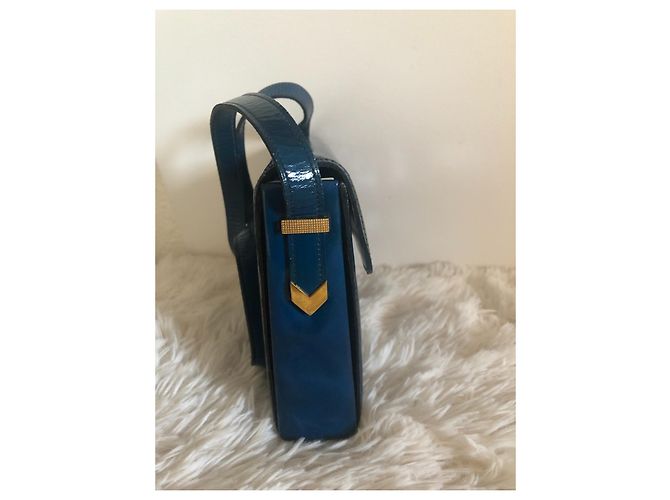 Borsa Christian Dior in vernice blu - vista 3