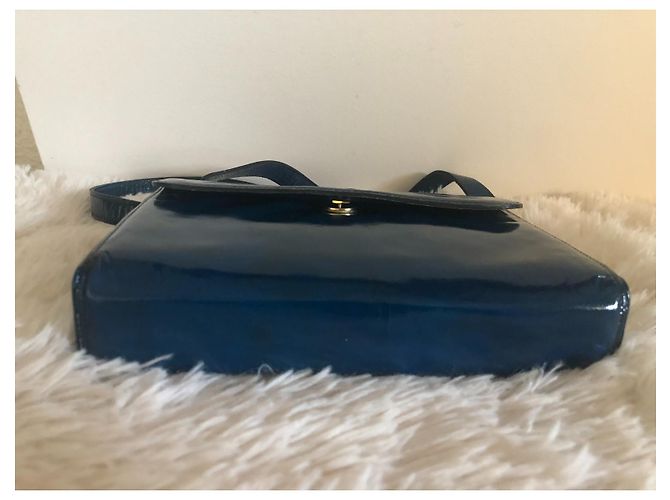 Borsa Christian Dior in vernice blu - vista 4