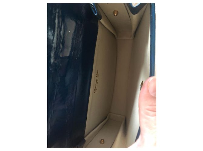 Borsa Christian Dior in vernice blu - vista 5