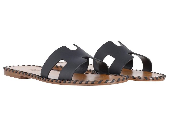 Sandali Hermès Oran in Pelle Nera Nero - vista 3