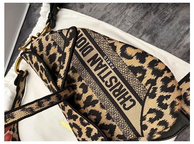 Christian Dior, Borsa Dior SADDLE ricamo leopardo Mizza modello grande new luxury - vista 12