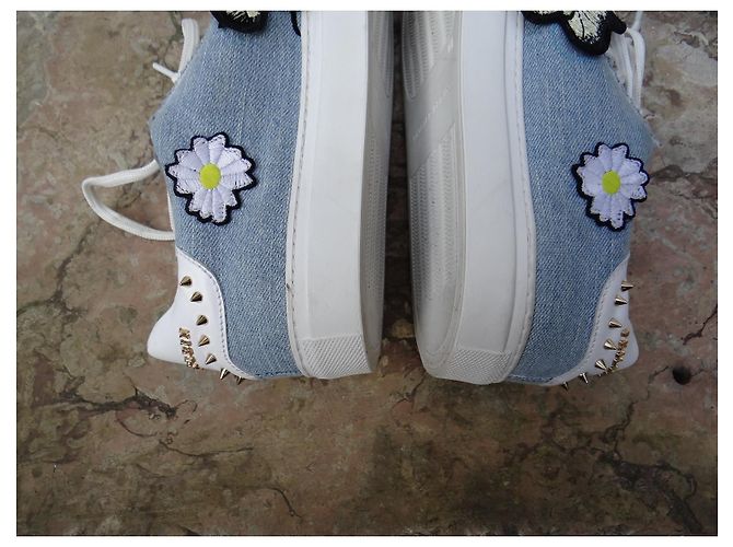 Sneakers Philipp Plein Denim Blu Rosso con Spikes Taglia 39 Multicolore Blu chiaro - vista 19