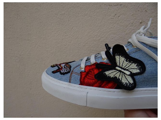 Sneakers Philipp Plein Denim Blu Rosso con Spikes Taglia 39 Multicolore Blu chiaro - vista 8