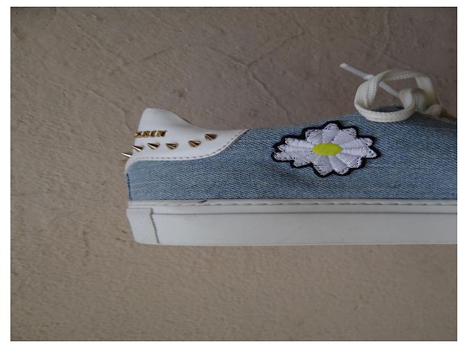 Sneakers Philipp Plein Denim Blu Rosso con Spikes Taglia 39 Multicolore Blu chiaro - vista 9