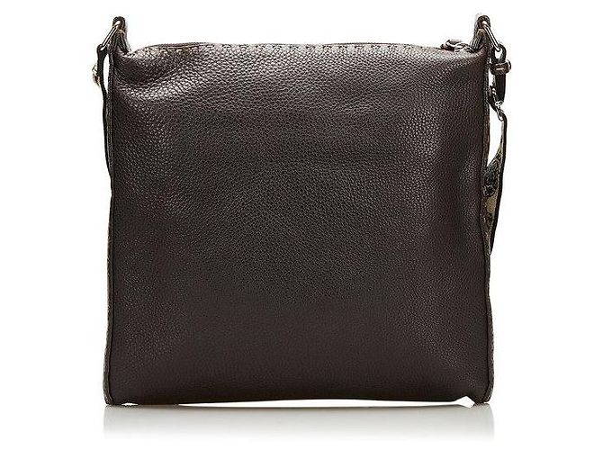 Fendi Selleria Borsa a tracolla con zip marrone - vista 3