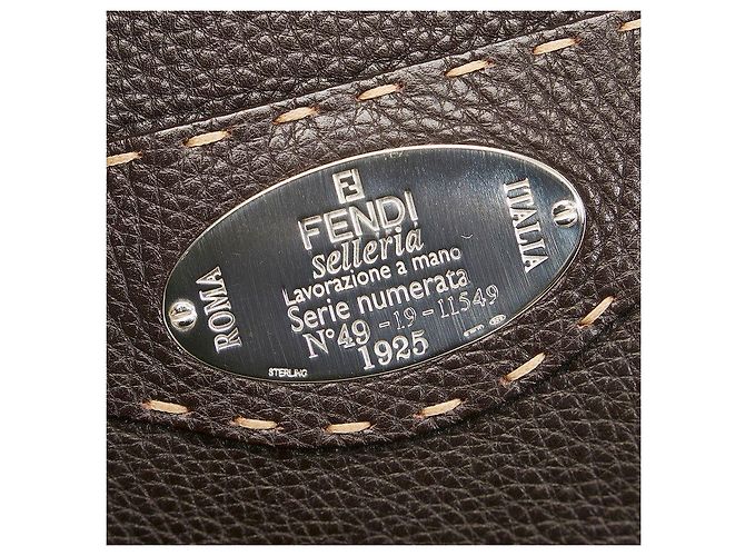 Fendi Selleria Borsa a tracolla con zip marrone - vista 9