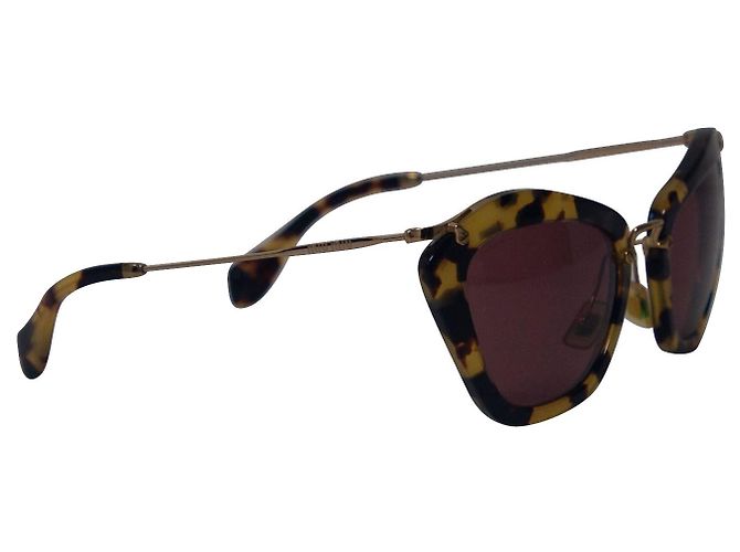 Occhiale da Sole Miu Miu Cat Eye in Acetato Havana Marrone - vista 2