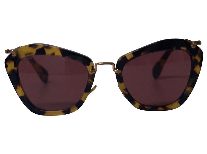 Occhiale da Sole Miu Miu Cat Eye in Acetato Havana Marrone - vista 4