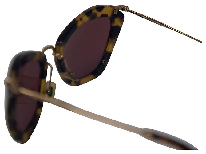 Occhiale da Sole Miu Miu Cat Eye in Acetato Havana Marrone - vista 6