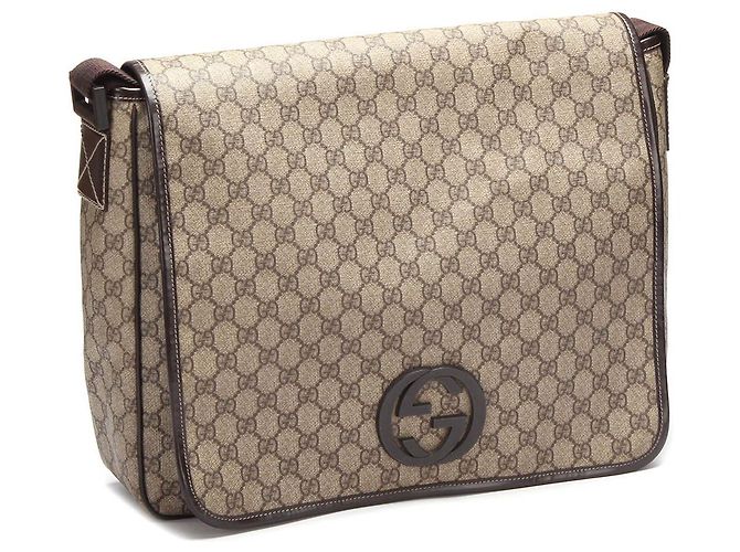 Gucci GG Supreme Interlocking G Messenger Bag marrone - vista 3