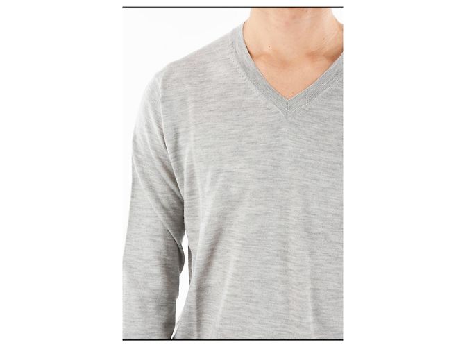 Pull Corneliani Gris en Cachemire Col V - vue 3
