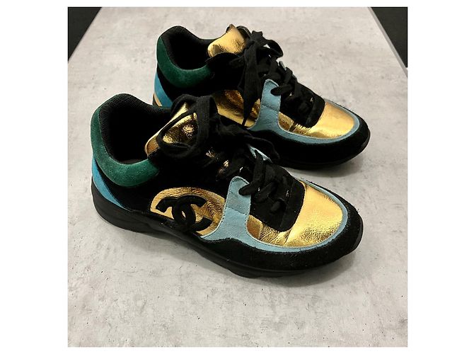 Scarpe da ginnastica Chanel 37 Nero Blu D'oro Verde scuro - vista 2