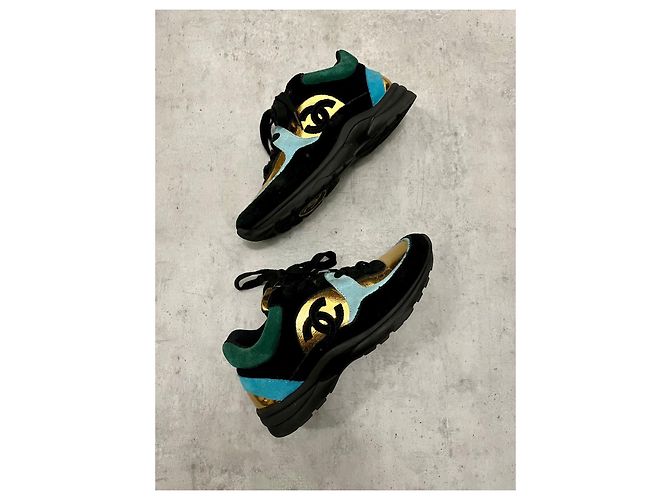 Scarpe da ginnastica Chanel 37 Nero Blu D'oro Verde scuro - vista 3