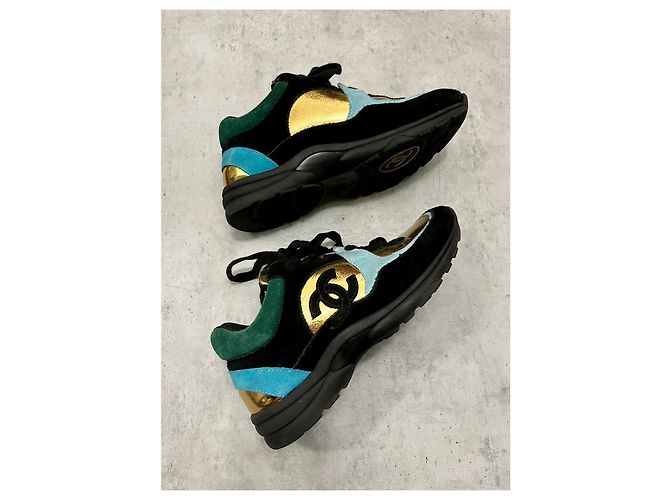 Scarpe da ginnastica Chanel 37 Nero Blu D'oro Verde scuro - vista 4