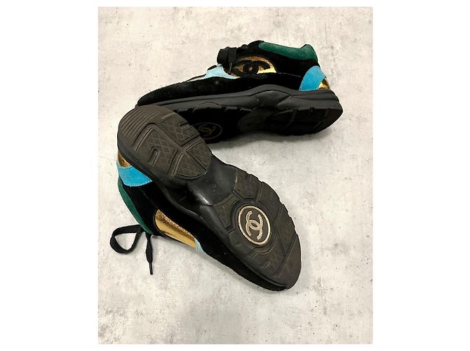 Scarpe da ginnastica Chanel 37 Nero Blu D'oro Verde scuro - vista 5