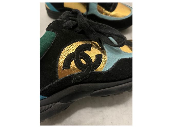 Scarpe da ginnastica Chanel 37 Nero Blu D'oro Verde scuro - vista 7
