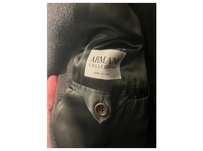 Armani Collezioni Men's Wool Topcoat Grigio - vista 2