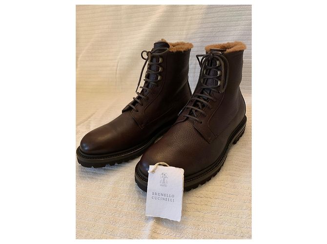 Brunello Cucinelli Botas de invierno de piel de ciervo - vista 13